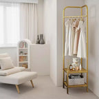 Porte-manteau d'angle avec étagères de 190 cm, étendoir à vêtements moderne en métal sur pied pour couloir, entrée, chambre, salon, bureau