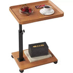 C-Shaped Table, 360 Swivel Tray Table with Wheels Adjustable Height for Living Room, Bedroom, Study and Small Spaces