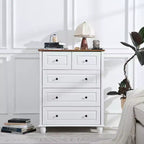 MAYEERTY Storage Cabinet with Deep Space 5 Drawers for Living Room Hallway White