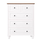 Meuble de Rangement Armoire Haute 5 Tiroirs pour Salon Couloir Blanc