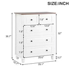 Meuble de Rangement Armoire Haute 5 Tiroirs pour Salon Couloir Blanc
