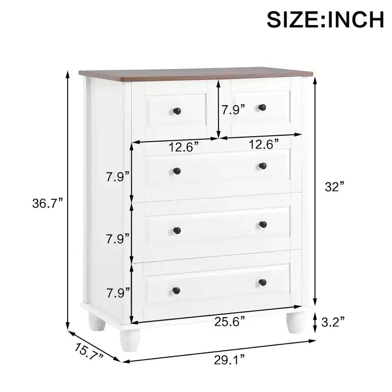 Meuble de Rangement Armoire Haute 5 Tiroirs pour Salon Couloir Blanc
