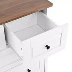 Meuble de Rangement Armoire Haute 5 Tiroirs pour Salon Couloir Blanc