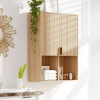 GustoWave Fluted Bathroom Wall Cabinet, 23x29 Over Toilet Storage Cabinet with Adjustable Shelf,Modern Wooden Medicine Cabinet with Buffering Hinges