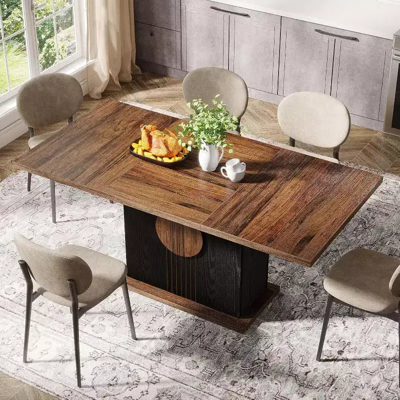Table à manger de ferme de 55" pour 4 à 6 personnes, table à dîner rectangulaire en bois pour cuisine, salle à manger, salon