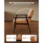 Fauteuil d'appoint, Fauteuil moderne du milieu du siècle avec cadre en bois massif et pieds antidérapants, Fauteuil de loisirs rembourré en cuir PU, Marron