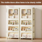 Armoire portable pour enfants à 4 niveaux avec tringle à vêtements et étagères - Organisateur de rangement pliable pour vêtements, jouets, livres (blanc)