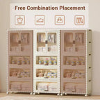 Armoire portable pour enfants à 4 niveaux avec tringle à vêtements et étagères - Organisateur de rangement pliable pour vêtements, jouets, livres (blanc)