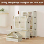 Armoire portable pour enfants à 4 niveaux avec tringle à vêtements et étagères - Organisateur de rangement pliable pour vêtements, jouets, livres (blanc)