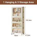 Armoire portable pour enfants à 4 niveaux avec tringle à vêtements et étagères - Organisateur de rangement pliable pour vêtements, jouets, livres (blanc)
