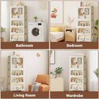 Armoire portable pour enfants à 4 niveaux avec tringle à vêtements et étagères - Organisateur de rangement pliable pour vêtements, jouets, livres (blanc)