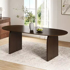 Table à manger en bois massif de style campagnard avec pieds arqués de 79 x 33,5 po, table de cuisine ovale en noyer pour salle à manger et cuisine