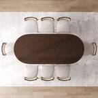 Table à manger en bois massif de style campagnard avec pieds arqués de 79 x 33,5 po, table de cuisine ovale en noyer pour salle à manger et cuisine