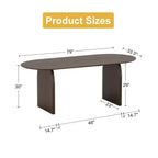Table à manger en bois massif de style campagnard avec pieds arqués de 79 x 33,5 po, table de cuisine ovale en noyer pour salle à manger et cuisine
