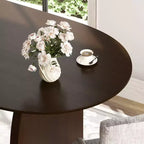 Table à manger en bois massif de style campagnard avec pieds arqués de 79 x 33,5 po, table de cuisine ovale en noyer pour salle à manger et cuisine