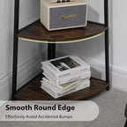Étagère d'angle à 5 niveaux, rangement compact avec bords arrondis, structure métallique pour salon, chambre, cuisine, balcon, montage facile