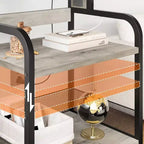 Grand support d'imprimante mobile avec prises de courant et ports USB, chariot roulant réglable à 3 niveaux avec roulettes pour bureau à domicile, noir rustique
