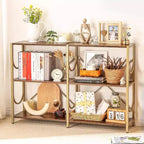 Console de 46,5 po avec 3 étagères ouvertes, table de canapé et d'entrée polyvalente, rangement et présentoir compacts, organisateur double.