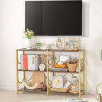 Console de 46,5 po avec 3 étagères ouvertes, table de canapé et d'entrée polyvalente, rangement et présentoir compacts, organisateur double.