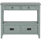 36-Inch Farmhouse Style Console Table with 4 Drawers, Green Buffet Cabinet with Storage Shelf, Sofa Table for Entryway, Hallway, Rustic Design