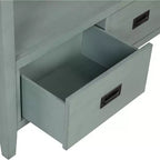 Console rustique de 36 pouces avec 4 tiroirs, buffet vert avec étagère de rangement, table de canapé pour entrée, couloir, design rustique