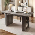 Table à manger de 160 cm avec 4 étagères de rangement, capacité de 4 à 6 personnes, table de cuisine en bois avec grand plateau pour le salon, montage facile