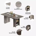 Table à manger de 160 cm avec 4 étagères de rangement, capacité de 4 à 6 personnes, table de cuisine en bois avec grand plateau pour le salon, montage facile