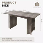 Table à manger de 160 cm avec 4 étagères de rangement, capacité de 4 à 6 personnes, table de cuisine en bois avec grand plateau pour le salon, montage facile