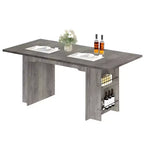 Table à manger de 160 cm avec 4 étagères de rangement, capacité de 4 à 6 personnes, table de cuisine en bois avec grand plateau pour le salon, montage facile