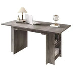 Table à manger de 160 cm avec 4 étagères de rangement, capacité de 4 à 6 personnes, table de cuisine en bois avec grand plateau pour le salon, montage facile