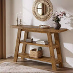 Lantine 47.24-Inch Solid Wood Console Table, 3-Tier Farmhouse Entryway Table with Shelves, Narrow Accent Table for Living Room, Hallway