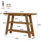 Console en bois massif de 120 cm, table d'entrée de style rustique à 3 niveaux avec étagères, table d'appoint étroite pour salon, couloir