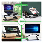 Support d'ordinateur portable professionnel réglable pour bureau, tablettes, noir, aluminium, hauteur et inclinaison réglables