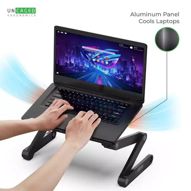 Support d'ordinateur portable professionnel réglable pour bureau, tablettes, noir, aluminium, hauteur et inclinaison réglables