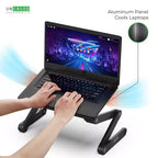 Support d'ordinateur portable professionnel réglable pour bureau, tablettes, noir, aluminium, hauteur et inclinaison réglables