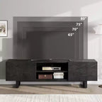 Meuble TV moderne pour téléviseurs jusqu'à 80 pouces, meuble console multimédia avec tiroirs de rangement et étagères ouvertes, pieds en métal, 178 cm