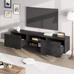 Meuble TV moderne pour téléviseurs jusqu'à 80 pouces, meuble console multimédia avec tiroirs de rangement et étagères ouvertes, pieds en métal, 178 cm