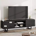 Meuble TV moderne pour téléviseurs jusqu'à 80 pouces, meuble console multimédia avec tiroirs de rangement et étagères ouvertes, pieds en métal, 178 cm