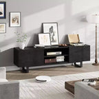 Meuble TV moderne pour téléviseurs jusqu'à 80 pouces, meuble console multimédia avec tiroirs de rangement et étagères ouvertes, pieds en métal, 178 cm
