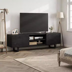 Meuble TV moderne pour téléviseurs jusqu'à 80 pouces, meuble console multimédia avec tiroirs de rangement et étagères ouvertes, pieds en métal, 178 cm