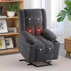 MAYEERTY Gray Power Lift Recliner Chair With Massage Heat USB Ports Cup Holders for Senior Comfort