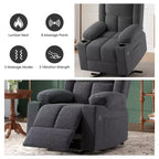 Fauteuil inclinable électrique gris avec massage, chaleur, ports USB et porte-gobelets, pour le confort des personnes âgées