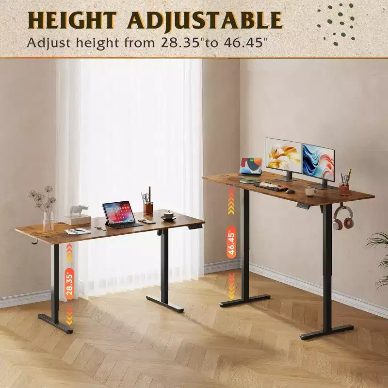 Bureau réglable en hauteur électrique 63" - Bureau ergonomique assis-debout avec écran tactile LED, 3 préréglages de mémoire et crochet pour bureau à domicile