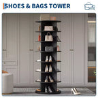 Tour à chaussures rotative à 7 niveaux, présentoir vertical, rangement pour chaussures, carrousel rond, rotation à 360°