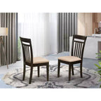 Chaise à dossier à lattes fusion asiatique avec assise en bois, 17 x 17,5 x 38,5, Cappuccino