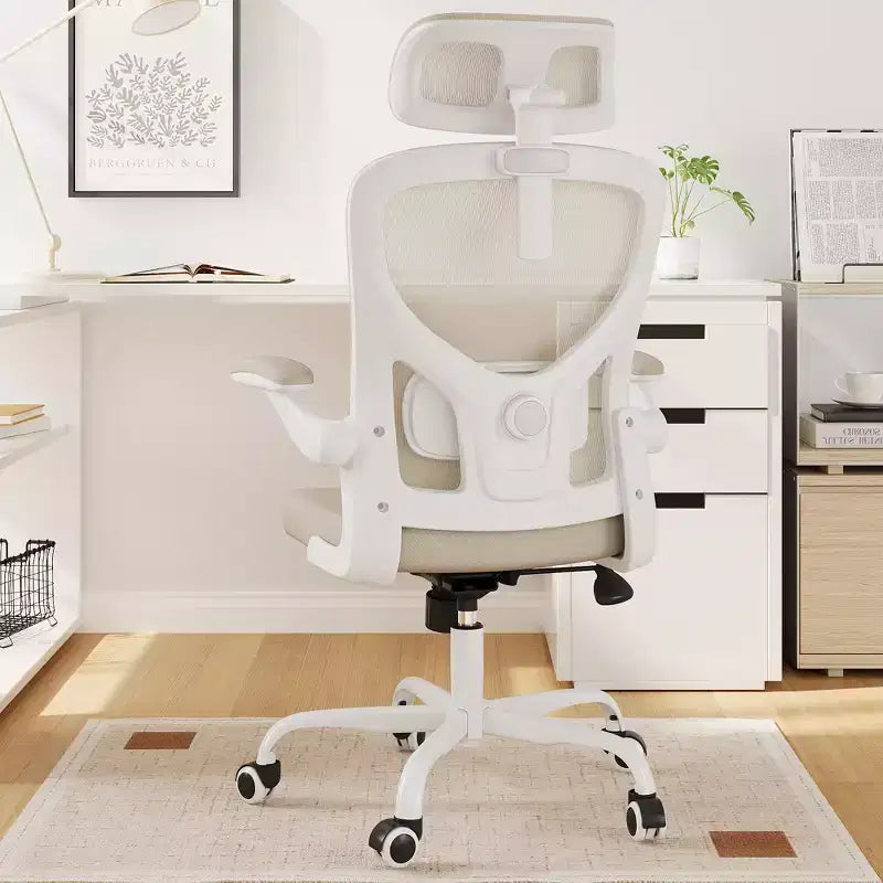 Chaise de bureau ergonomique pour la maison - Avec support lombaire, accoudoirs relevables et appui-tête pour le travail et les études (Noir)
