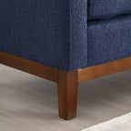 Banc rembourré de 53,5 po de large, pieds en bois et traversins, tissu bouclette, pour chambre à coucher, salon, entrée