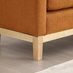 Banc rembourré de 53,5 po de large, pieds en bois et traversins, tissu bouclette, pour chambre à coucher, salon, entrée
