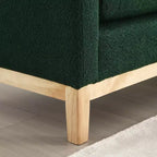 Banc rembourré de 53,5 po de large, pieds en bois et traversins, tissu bouclette, pour chambre à coucher, salon, entrée