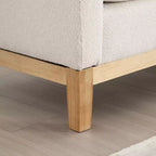Banc rembourré de 53,5 po de large, pieds en bois et traversins, tissu bouclette, pour chambre à coucher, salon, entrée